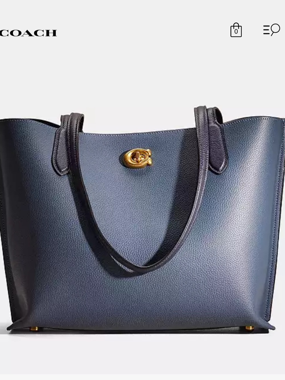 Coach Willow Tote in Navy Denim with Brass